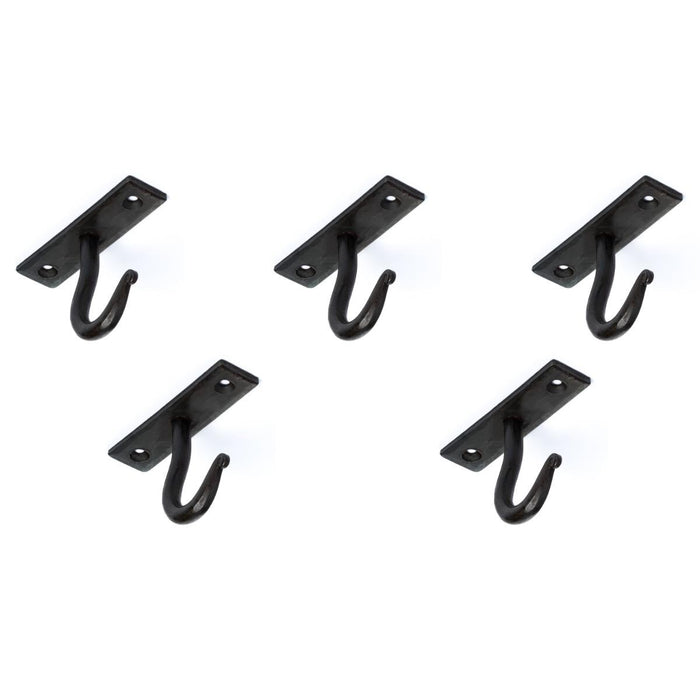Fayesia Cup/Mug Hooks - Handcrafted Wrought Iron Wall Hooks for Cups & Mugs - Set of 5 Single Prong Hooks with Screws Included (Beeswax)