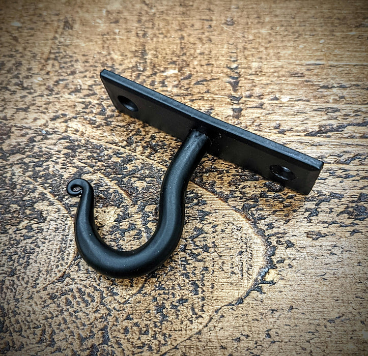 Fayesia Cup/Mug Hook - Handcrafted Wrought Iron Wall Hook for Cups & Mugs - Single Prong Hook with Screw Included (Black)