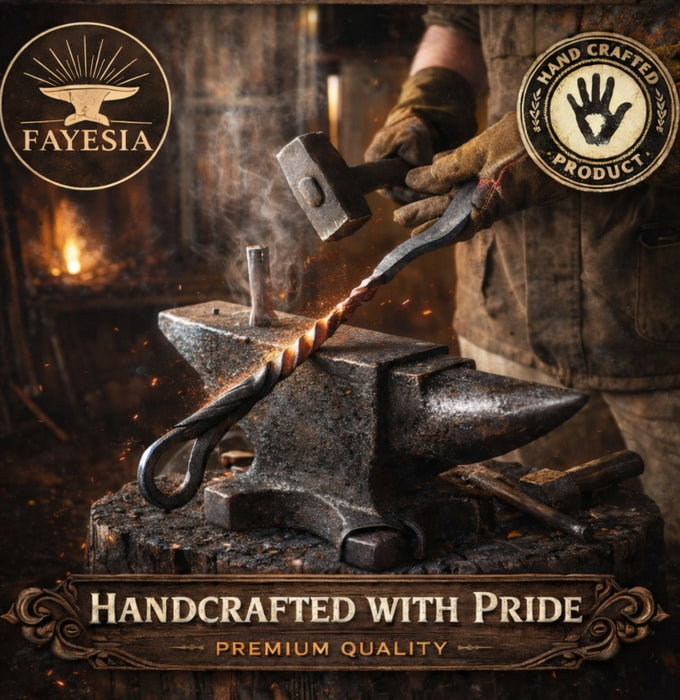 Wrought Iron Hooks - Hand Forged Decorative Wall Mounted Double Prong Hooks for Hanging Coats etc - Painted Black Finish - Screws Included