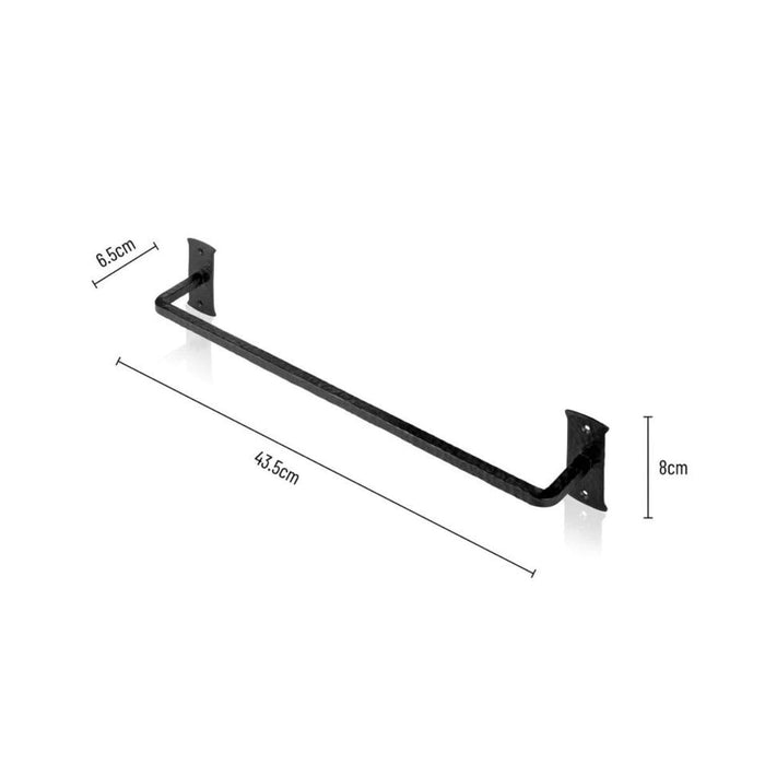 3pc Bathroom Set - Blacksmith Hand Forged - Towel Rail, Ring and Toilet Paper Holder - Wrought Iron - Hammered Square Finish