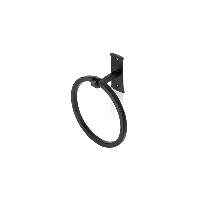 3pc Bathroom Set - Blacksmith Hand Forged - Towel Rail, Ring and Toilet Paper Holder - Wrought Iron - Hammered Square Finish