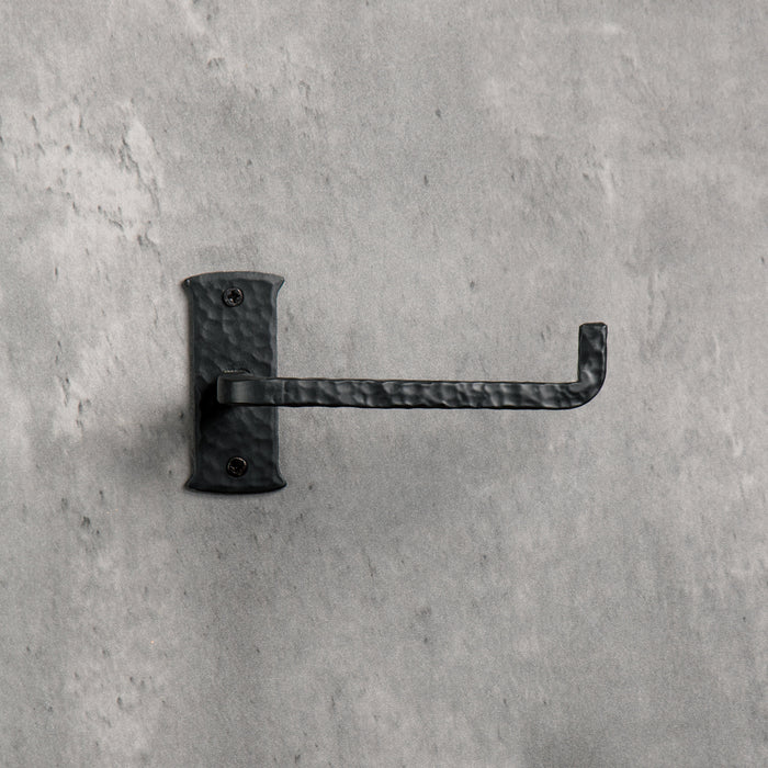 3pc Bathroom Set - Blacksmith Hand Forged - Towel Rail, Ring and Toilet Paper Holder - Wrought Iron - Hammered Square Finish
