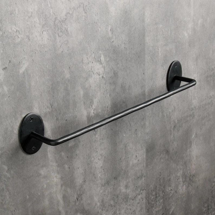 3pc Bathroom Set - Blacksmith Hand Forged - Towel Rail, Ring and Toilet Paper Holder - Wrought Iron - Hammered Oval Finish