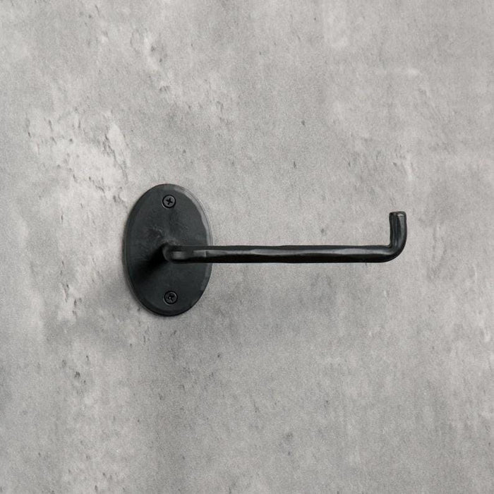3pc Bathroom Set - Blacksmith Hand Forged - Towel Rail, Ring and Toilet Paper Holder - Wrought Iron - Hammered Oval Finish