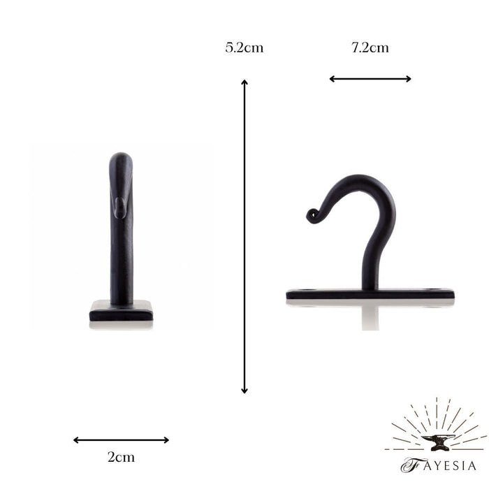 Fayesia Cup/Mug Hook - Handcrafted Wrought Iron Wall Hook for Cups & Mugs - Single Prong Hook with Screw Included (Black)