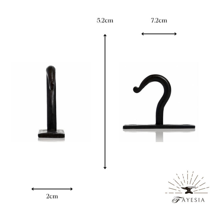 Fayesia Cup/Mug Hooks - Handcrafted Wrought Iron Wall Hooks for Cups & Mugs - Set of 5 Single Prong Hooks with Screws Included (Beeswax)