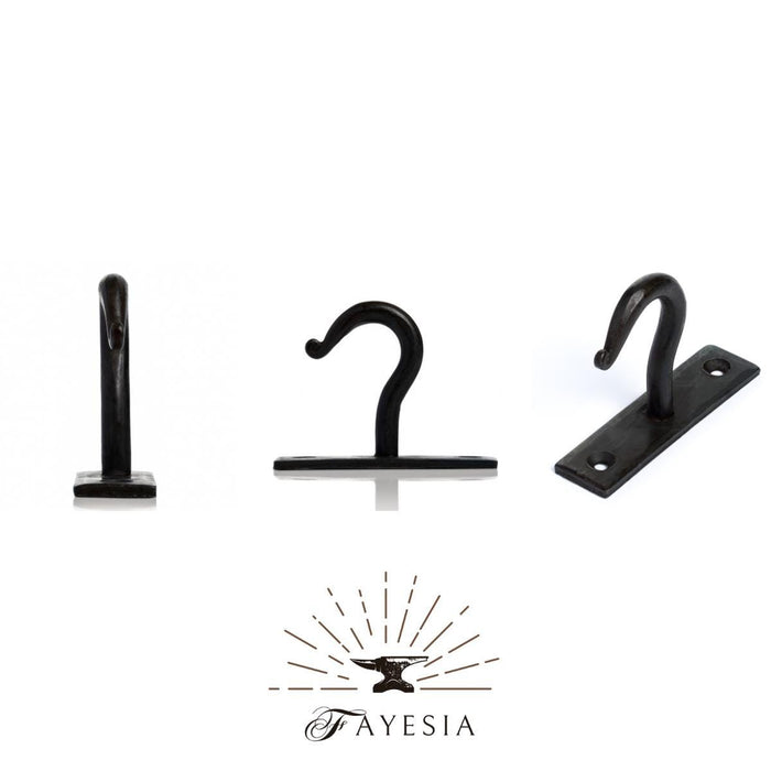 Fayesia Cup/Mug Hooks - Handcrafted Wrought Iron Wall Hooks for Cups & Mugs - Set of 5 Single Prong Hooks with Screws Included (Beeswax)