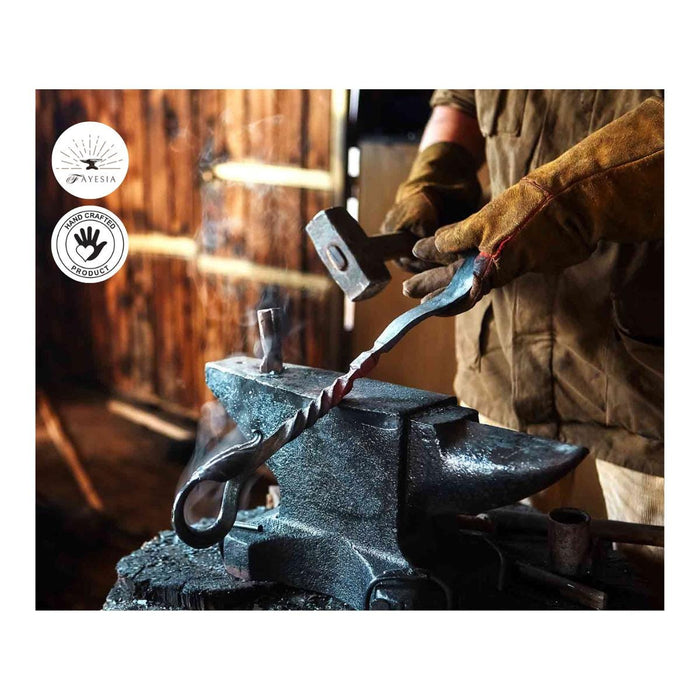 Fayesia Cup/Mug Hook - Handcrafted Wrought Iron Wall Hook for Cups & Mugs - Single Prong Hook with Screw Included (Beeswax)